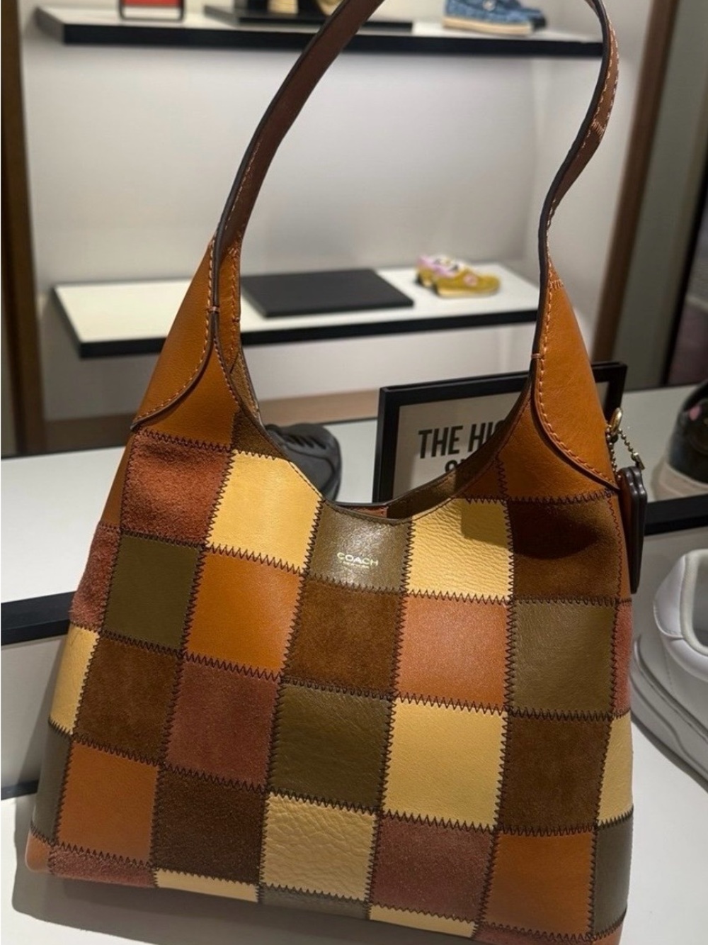 NWT Coach Coachtopia Patchwork Leather Shoulder Bag in Olive/Clay Mulit Tones